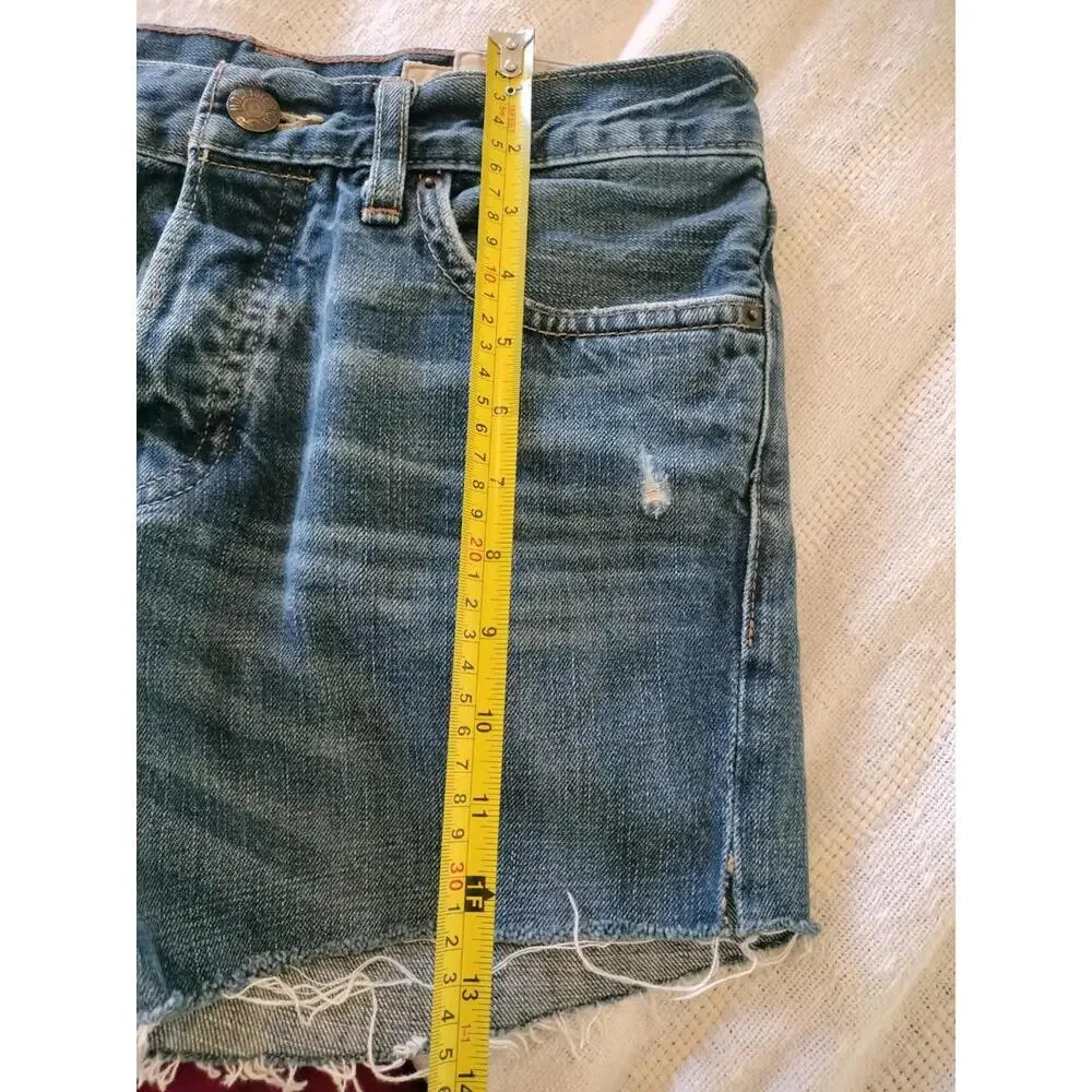 Hollister Denim Shorts Size 30 Button‎ Fly Distressed Cut Off Jorts Y2K